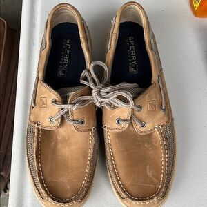 Sperry Tan Boat Shoes with Moccasin Construction